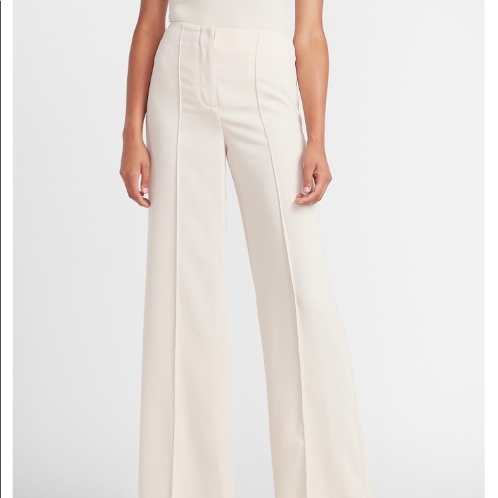 High Waisted Wide Leg Pink Pleated Trousers